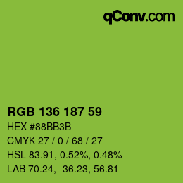 Color code: RGB 136 187 59 | qconv.com