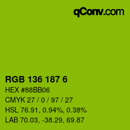 Color code: RGB 136 187 6 | qconv.com