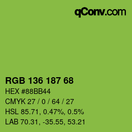 Code couleur: RGB 136 187 68 | qconv.com