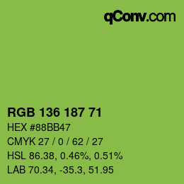 Color code: RGB 136 187 71 | qconv.com