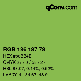 Color code: RGB 136 187 78 | qconv.com