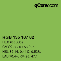 Color code: RGB 136 187 82 | qconv.com