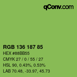 Color code: RGB 136 187 85 | qconv.com