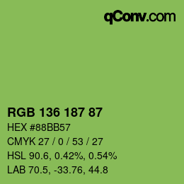 Color code: RGB 136 187 87 | qconv.com
