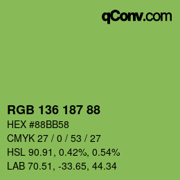 Color code: RGB 136 187 88 | qconv.com
