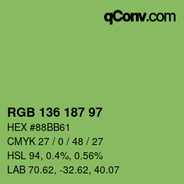 Color code: RGB 136 187 97 | qconv.com