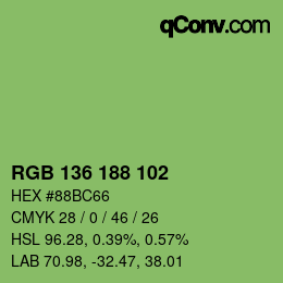 Color code: RGB 136 188 102 | qconv.com