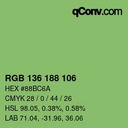 Color code: RGB 136 188 106 | qconv.com
