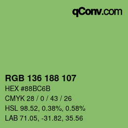 Color code: RGB 136 188 107 | qconv.com