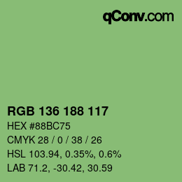 Color code: RGB 136 188 117 | qconv.com