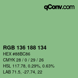Color code: RGB 136 188 134 | qconv.com