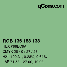 Color code: RGB 136 188 138 | qconv.com