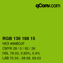 Farbcode: RGB 136 188 15 | qconv.com