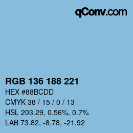 Color code: RGB 136 188 221 | qconv.com