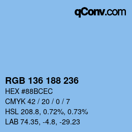 Color code: RGB 136 188 236 | qconv.com