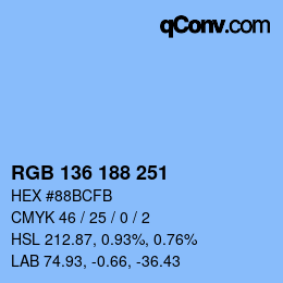 Color code: RGB 136 188 251 | qconv.com
