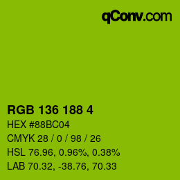 Color code: RGB 136 188 4 | qconv.com