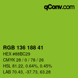 Color code: RGB 136 188 41 | qconv.com