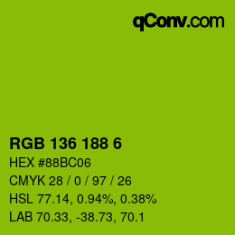 Color code: RGB 136 188 6 | qconv.com