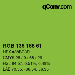 Color code: RGB 136 188 61 | qconv.com