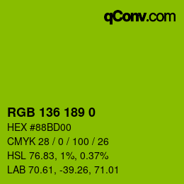 Color code: RGB 136 189 0 | qconv.com