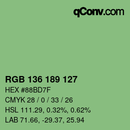 Color code: RGB 136 189 127 | qconv.com
