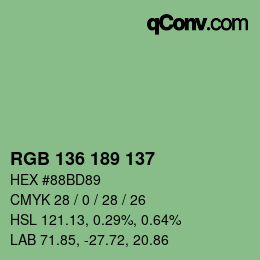 Color code: RGB 136 189 137 | qconv.com
