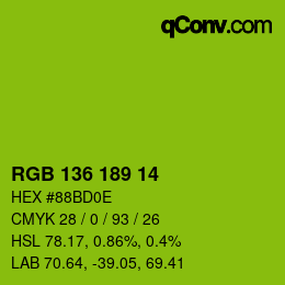 Color code: RGB 136 189 14 | qconv.com