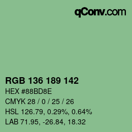 カラーコード: RGB 136 189 142 | qconv.com