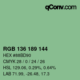 Código de color: RGB 136 189 144 | qconv.com