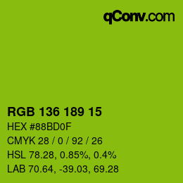 Color code: RGB 136 189 15 | qconv.com