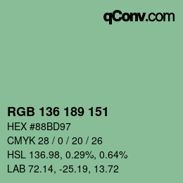 Farbcode: RGB 136 189 151 | qconv.com