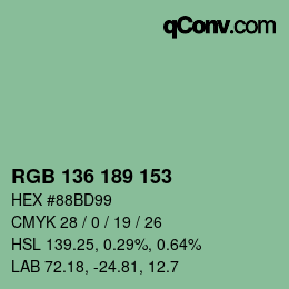 Color code: RGB 136 189 153 | qconv.com