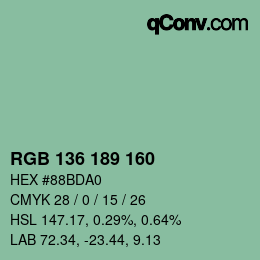 Color code: RGB 136 189 160 | qconv.com