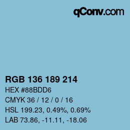 Color code: RGB 136 189 214 | qconv.com
