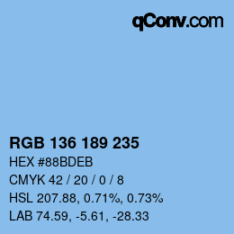 Color code: RGB 136 189 235 | qconv.com