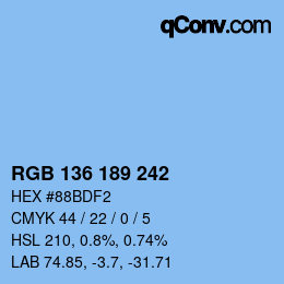 Color code: RGB 136 189 242 | qconv.com