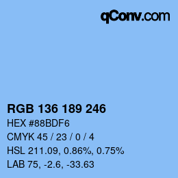 Color code: RGB 136 189 246 | qconv.com