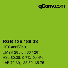 Color code: RGB 136 189 33 | qconv.com