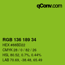 Color code: RGB 136 189 34 | qconv.com