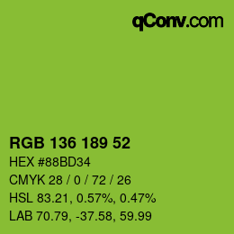 Color code: RGB 136 189 52 | qconv.com