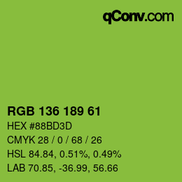 Color code: RGB 136 189 61 | qconv.com