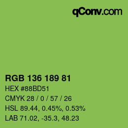 Farbcode: RGB 136 189 81 | qconv.com