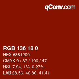 Color code: RGB 136 18 0 | qconv.com