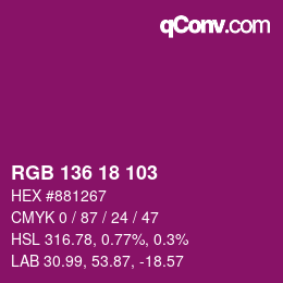 Color code: RGB 136 18 103 | qconv.com