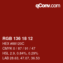 Color code: RGB 136 18 12 | qconv.com