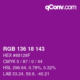 Color code: RGB 136 18 143 | qconv.com