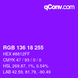 Color code: RGB 136 18 255 | qconv.com