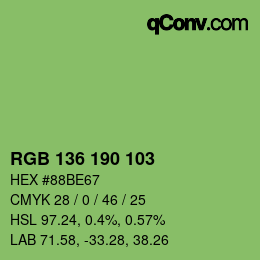 Color code: RGB 136 190 103 | qconv.com