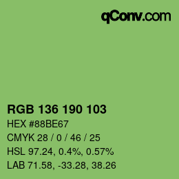 カラーコード: RGB 136 190 103 | qconv.com